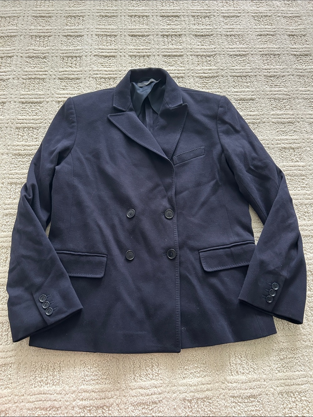 Weekend Max Mara Navy Double-Breasted Wool Blazer